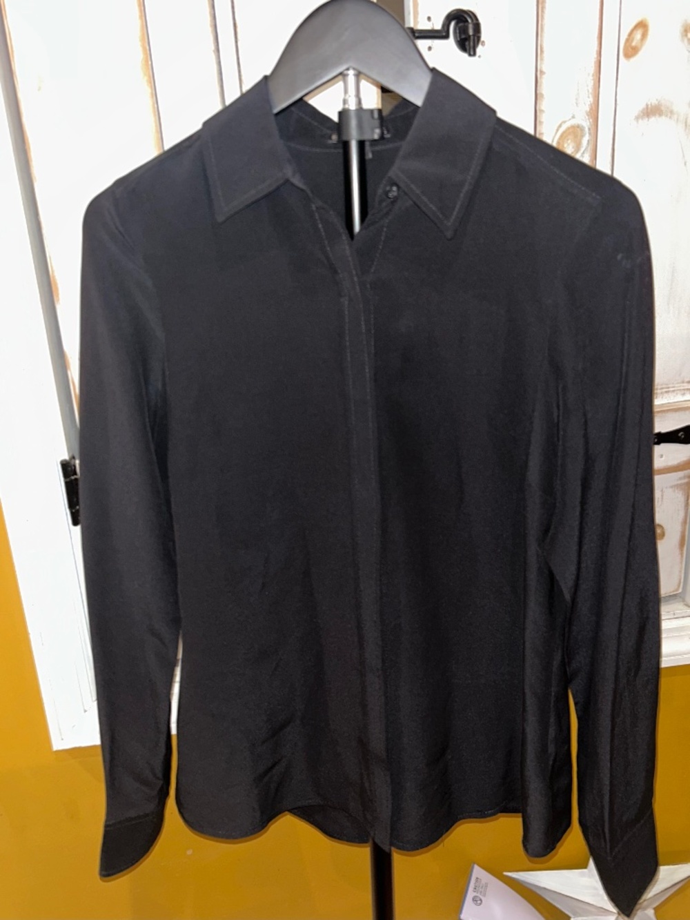 Express Black Sheer Button Down Blouse Long Sleeve Women’s Small